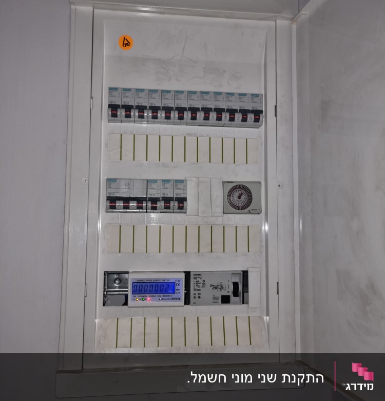 לוח חשמל עם מפסקים ומונה דיגיטלי